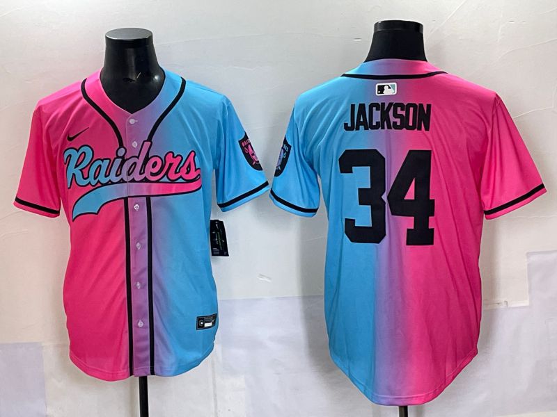 Men 2025 Oakland Raiders #34 Jackson Blue pink Nike Limited NFL Jersey 001->oakland raiders->NFL Jersey